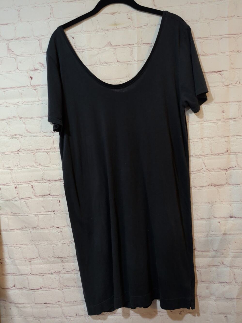 Adam Lippes Black Pima Cotton Scoop Neck T-Shirt Jersey Dress Size 3